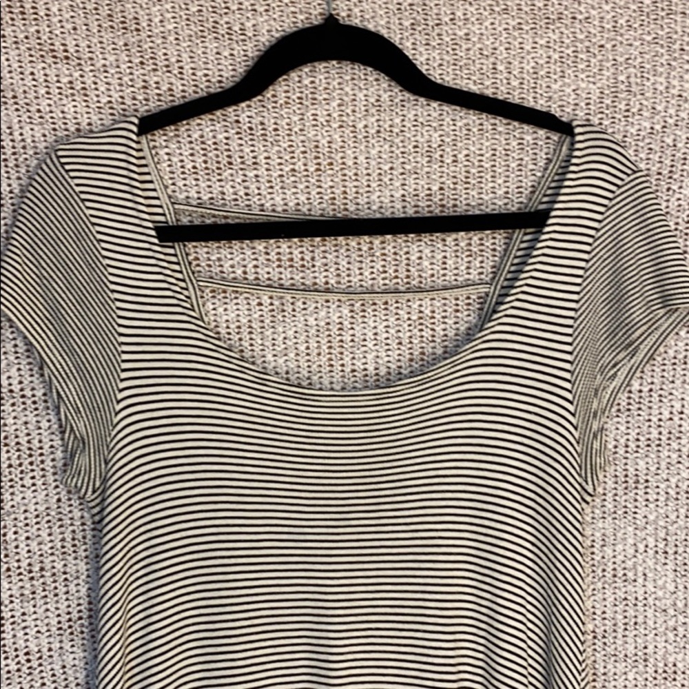 American Eagle Black/White Thin Striped SS Dress - Picture 2 of 7